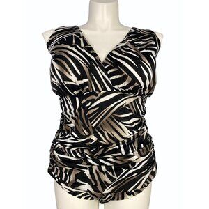 Trimshaper Miraclesuit Women’s Plus 24W Zebra Print Slimming One Piece Swimsuit